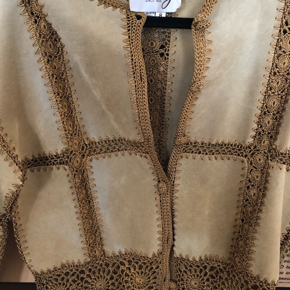 Dropped Price Scully  Suede crocheted jacket.